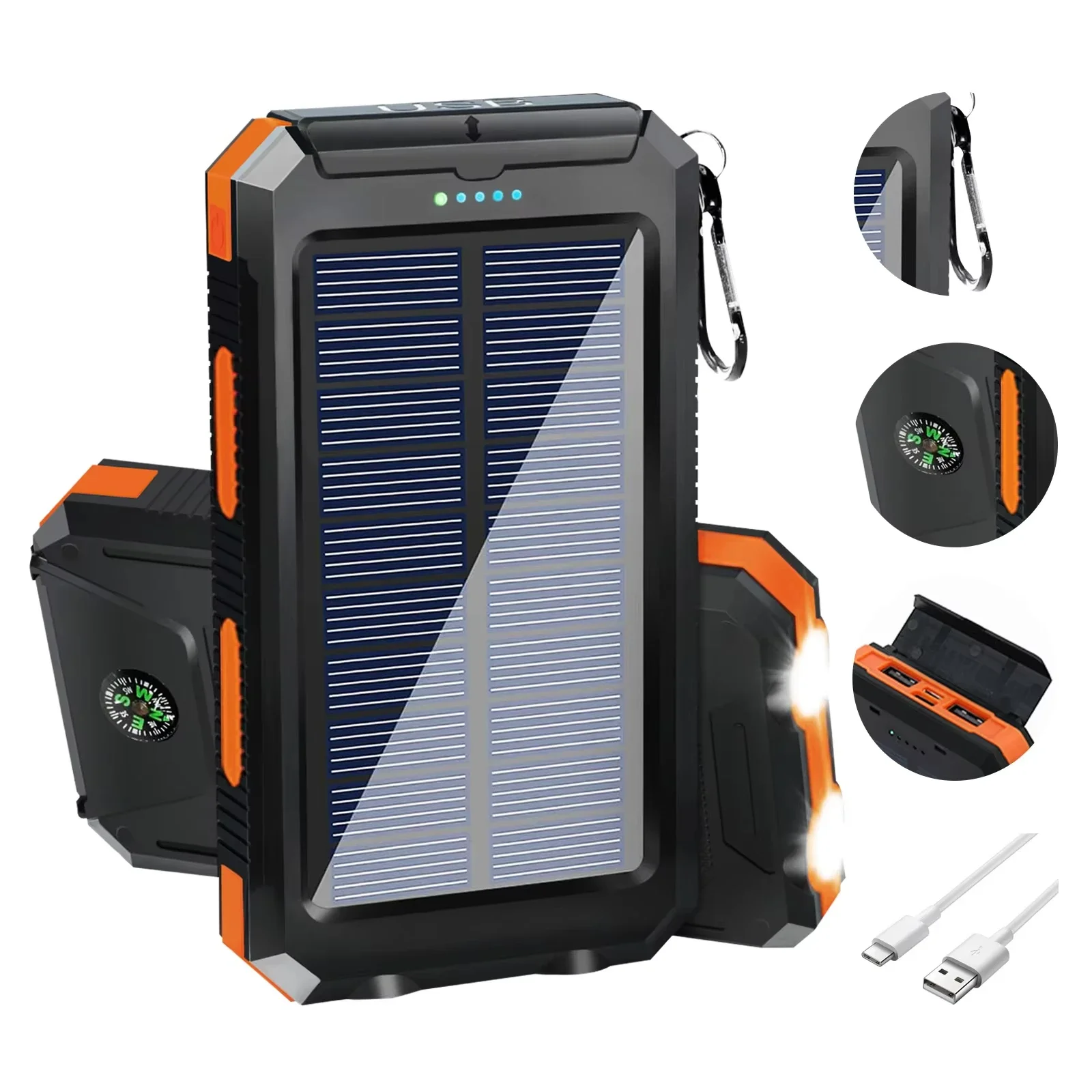 Solar Emergency Charger - Batería externa portátil con carga rápida,