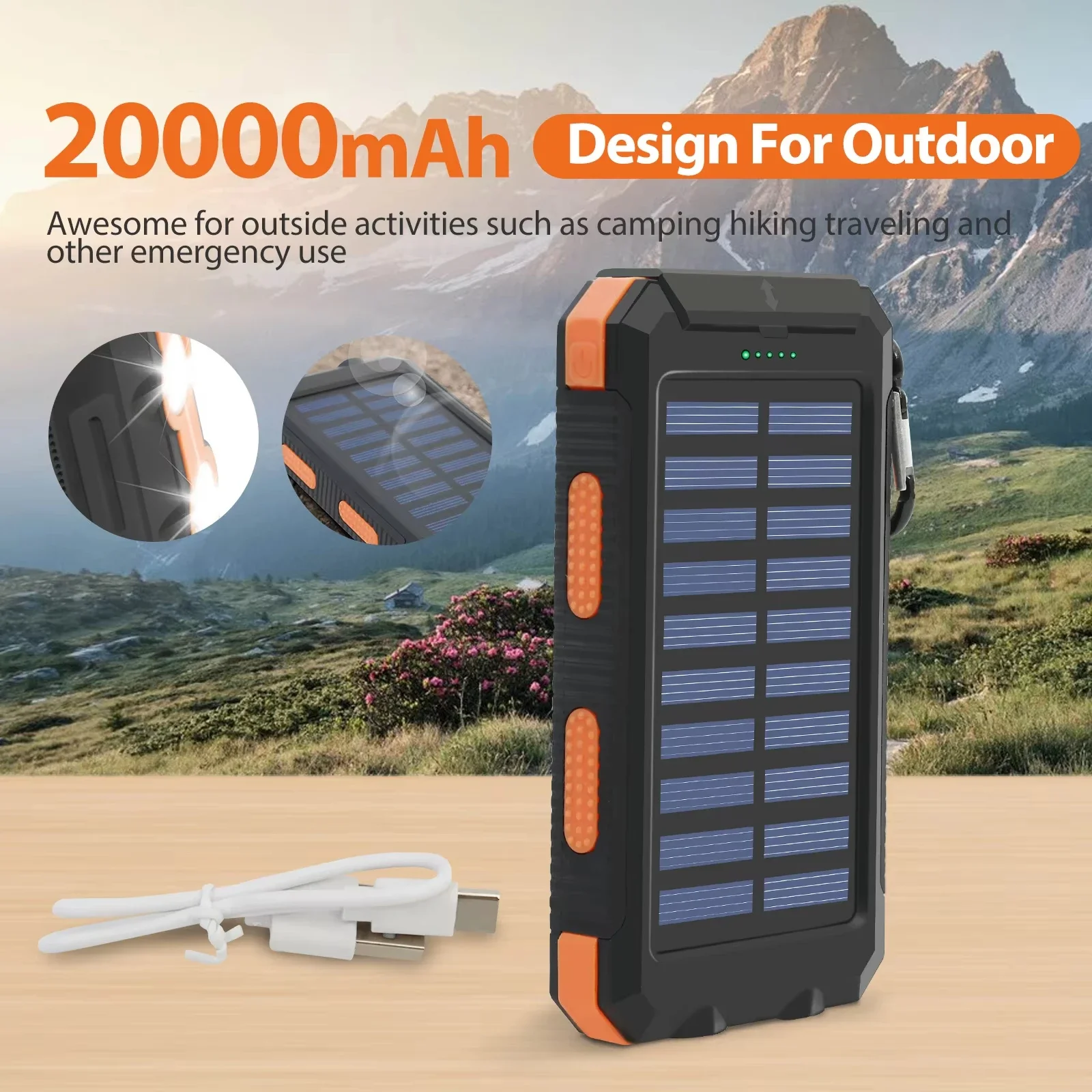 Batería externa portátil con c - Solar Emergency Charger reseña y precio