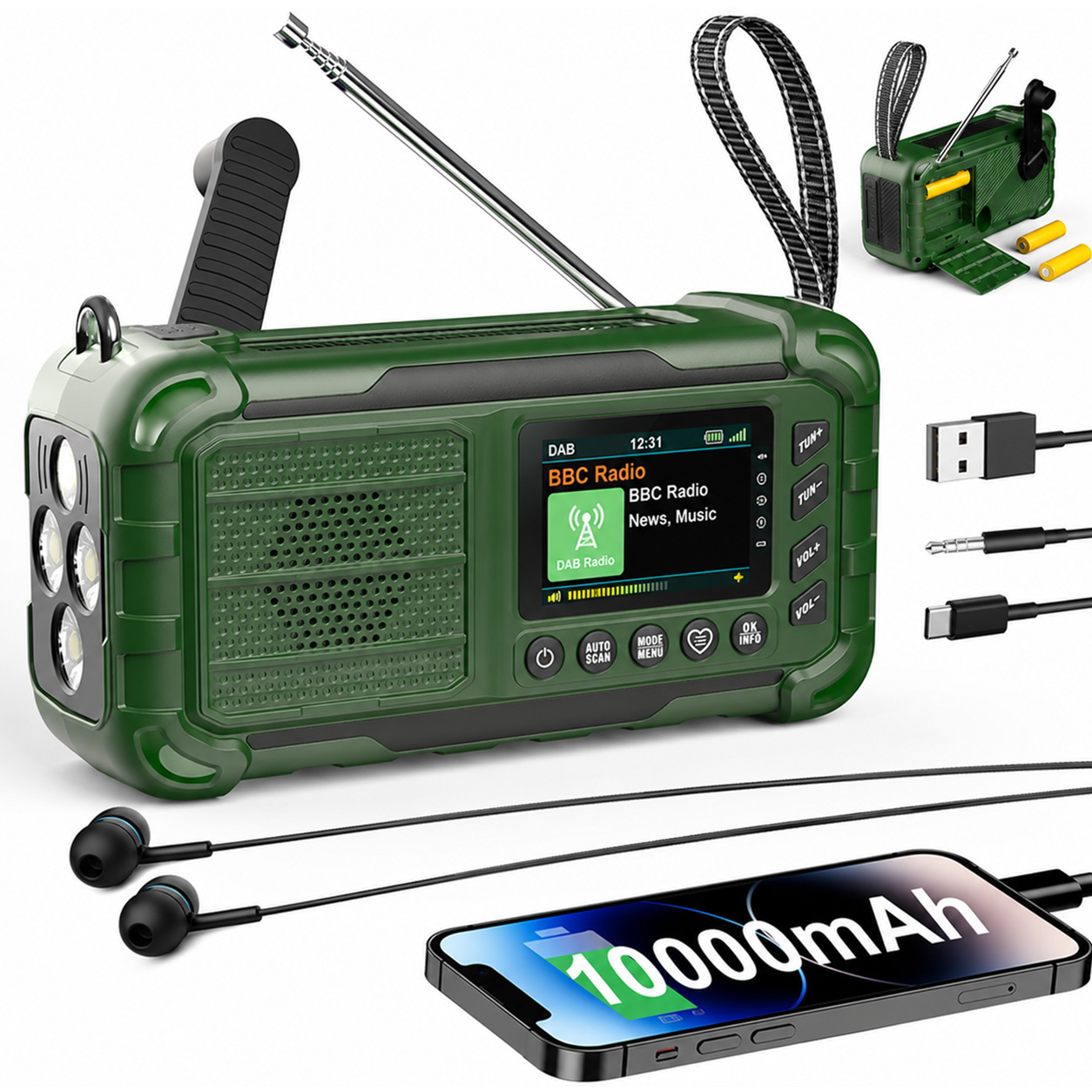 Radio de emergencia con manive - Solar Emergency Charger reseña y precio